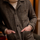 Artisan Woven Herringbone Jacket No 2 In Light Brown