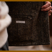 Artisan Woven Herringbone Jacket No 2 In Light Brown