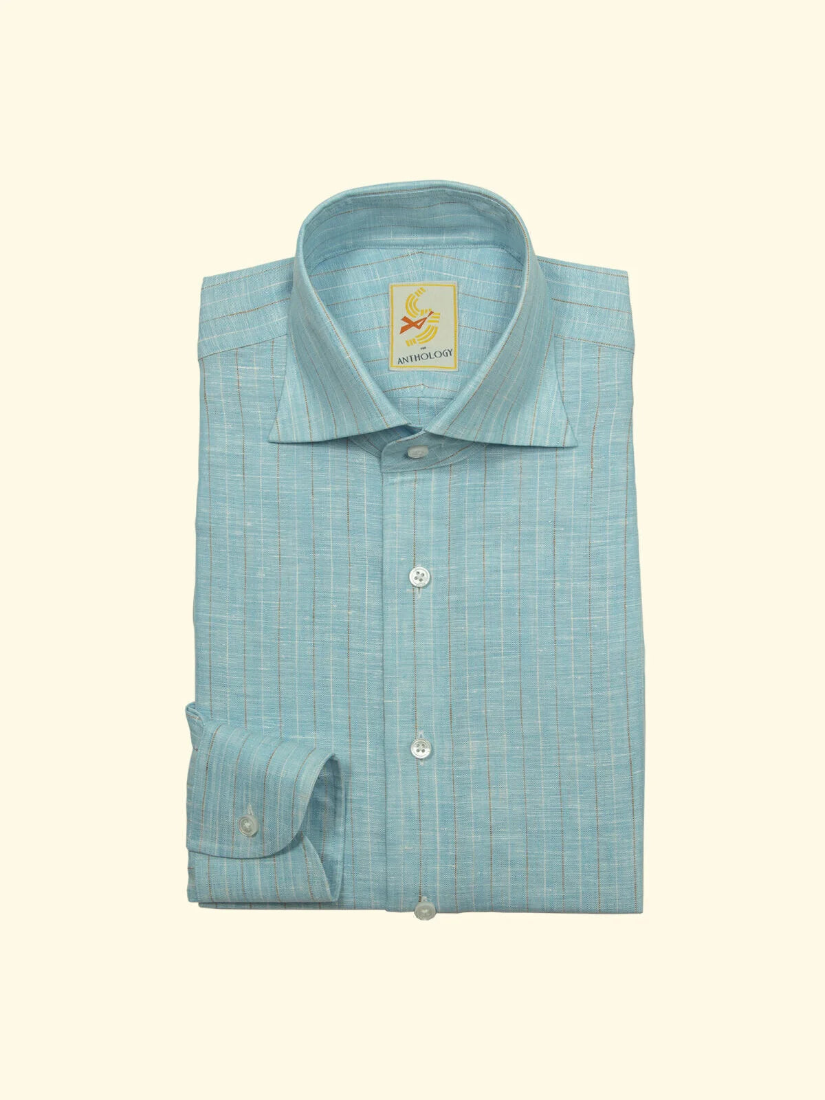 Happy White And Caramel Linen Striped Shirt The Anthology