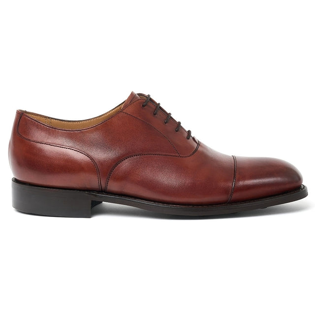 Harrington R Capped Oxford in Tan Calf Leather | Rubber Sole