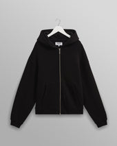 Harris - Black Embroidered Logo Loopback Cotton Hoodie