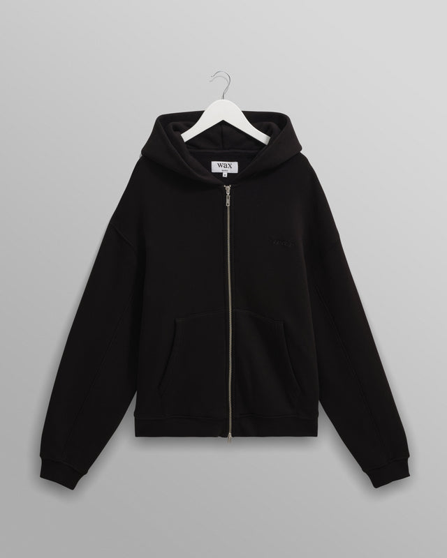 Harris - Black Embroidered Logo Loopback Cotton Hoodie