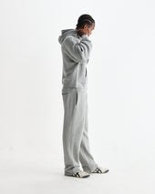Harris Grey Embroidered Logo Loopback Cotton Hoodie