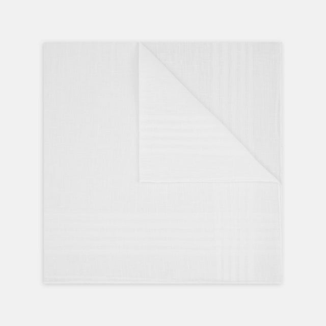 White Cross Stripe Hand-Rolled Linen Handkerchief