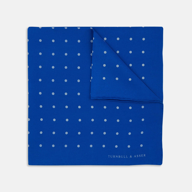 Royal Blue Spot Silk Pocket Square