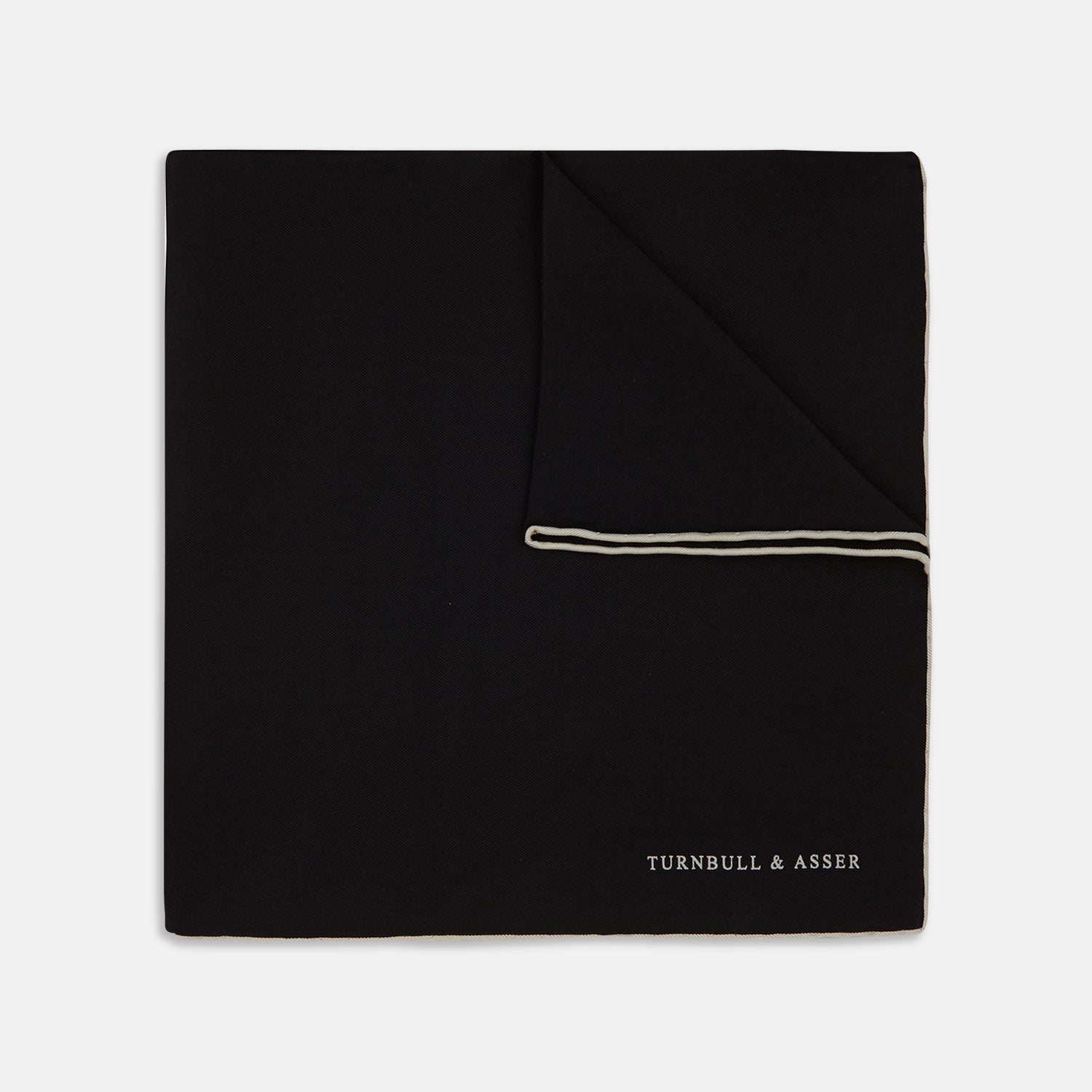 And White Piped Silk Pocket Square