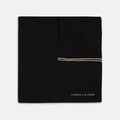 And White Piped Silk Pocket Square