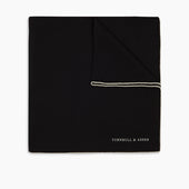 And White Piped Silk Pocket Square