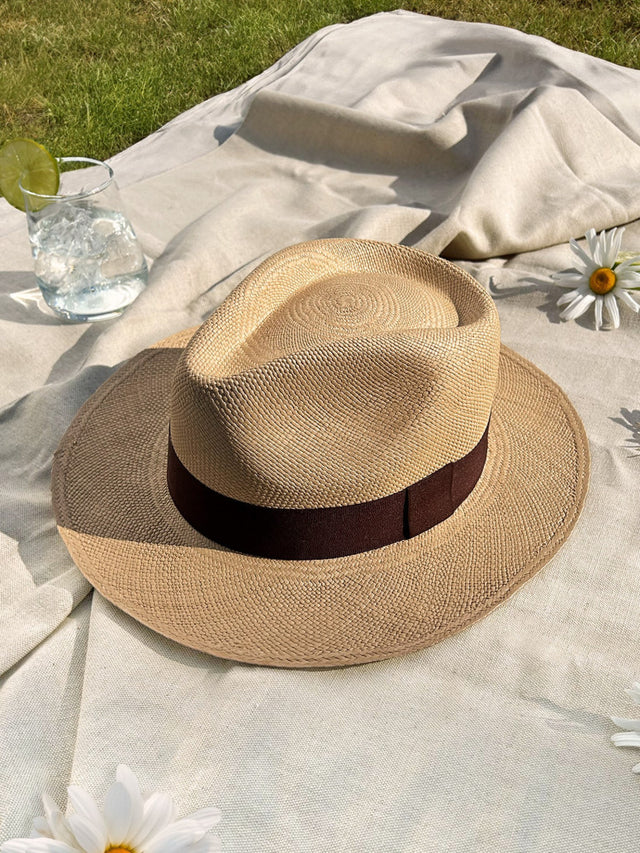 Havana panama hat with brown braid