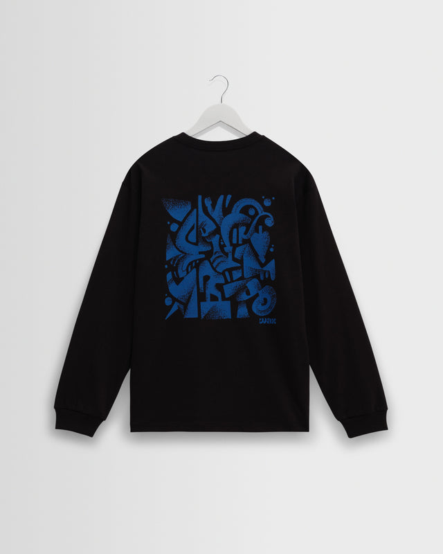 Hayden - Black And Blue 90s Doodle Graphic Cotton T-Shirt