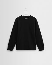 Hayden - Black Textured Organic Cotton Long Sleeve T-Shirt
