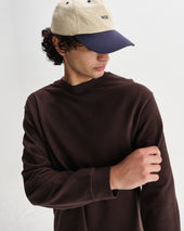 Hayden Dark Brown Textured Organic Cotton Long Sleeve T Shirt