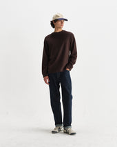 Hayden Dark Brown Textured Organic Cotton Long Sleeve T Shirt