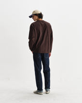Hayden Dark Brown Textured Organic Cotton Long Sleeve T Shirt