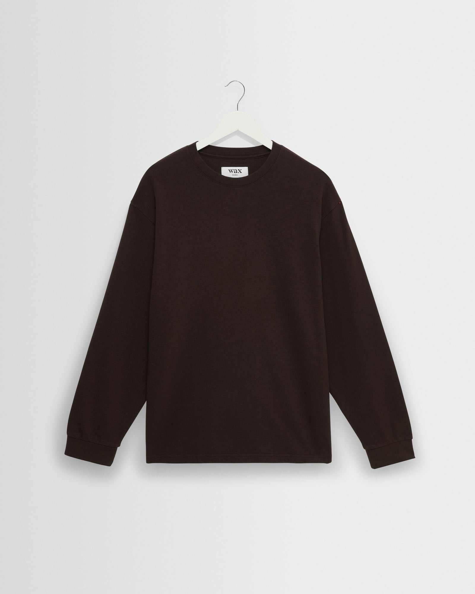 Hayden Dark Brown Textured Organic Cotton Long Sleeve T Shirt