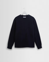 Hayden - Navy Textured Organic Cotton Long Sleeve T-Shirt