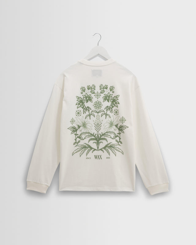 Hayden - White And Green Botanical Graphic Cotton T-Shirt