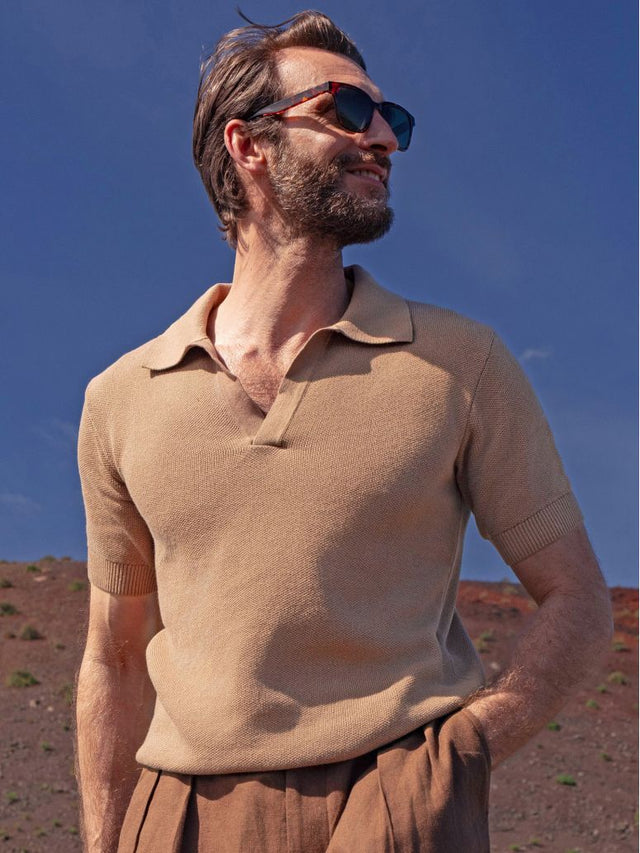 Hazelnut knit polo Nazaré