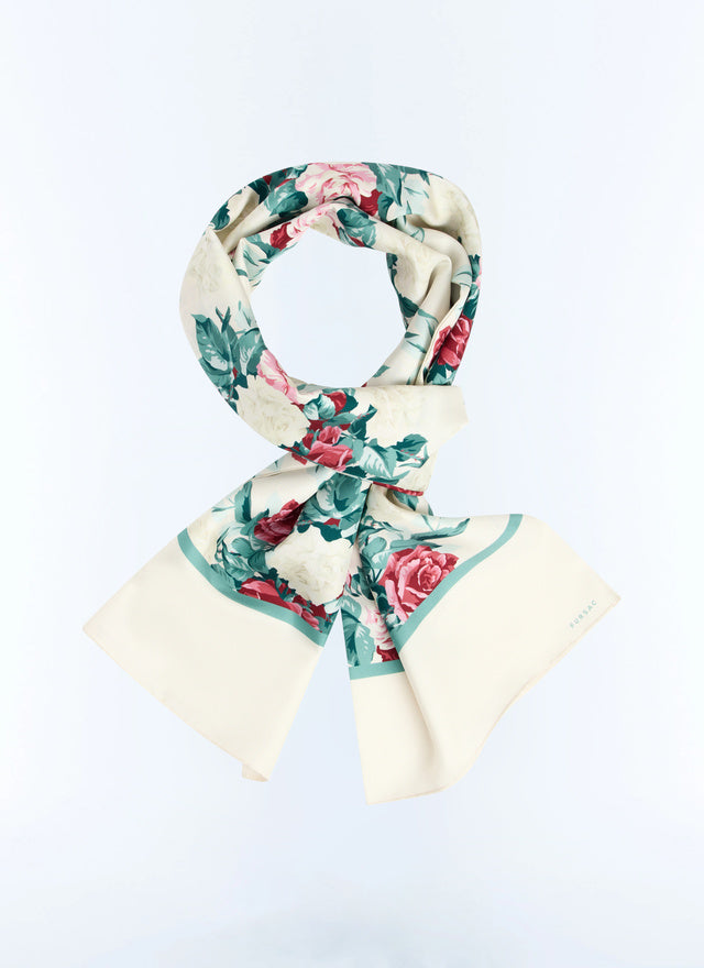 Silk twill scarf with floral pattern