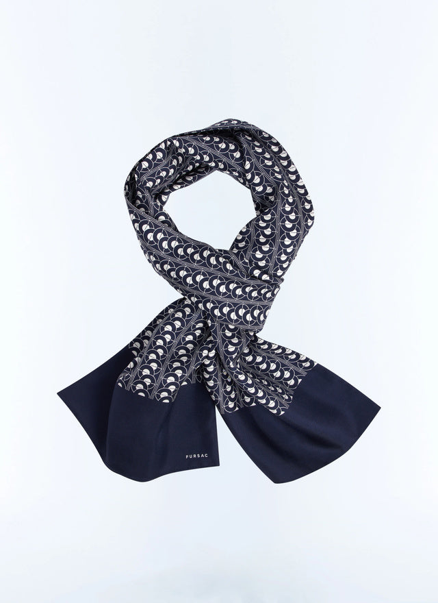 Silk Twill Scarf With Scale Pattern