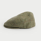 Heath Green Red Square Check Wool Flat Cap