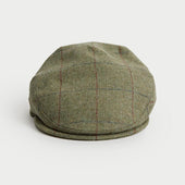 Heath Green & Red Square Check Wool Flat Cap