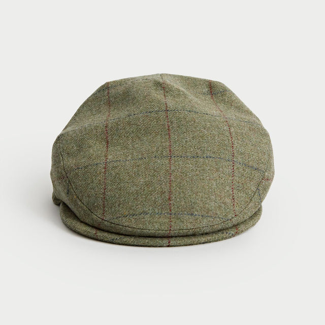 Heath Green & Red Square Check Wool Flat Cap