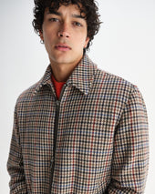 Heath Natural Houndstooth Check Wool Jacket