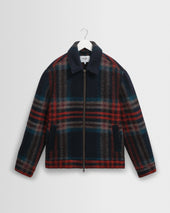 Heath - Navy And Multicolour Check Wool Jacket