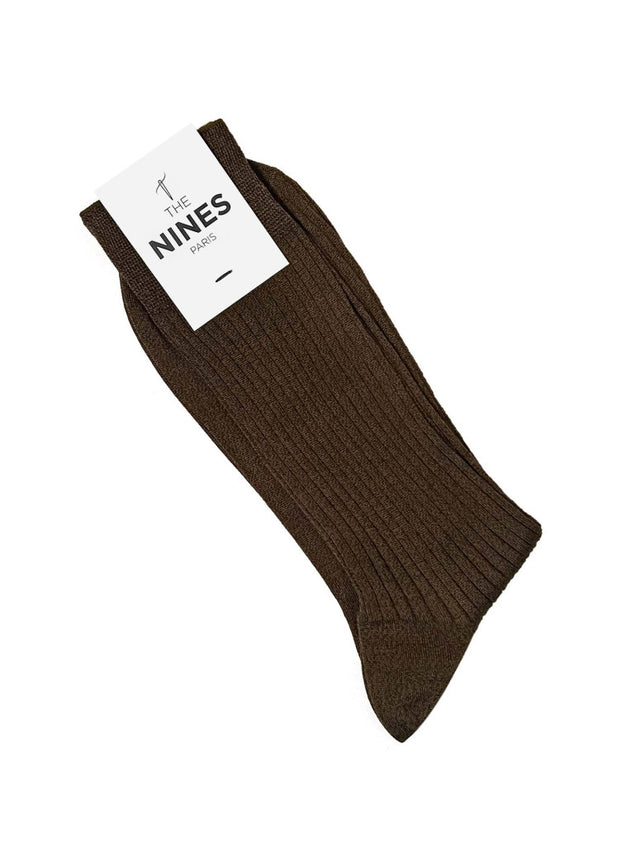 Heathered brown cotton lisle socks
