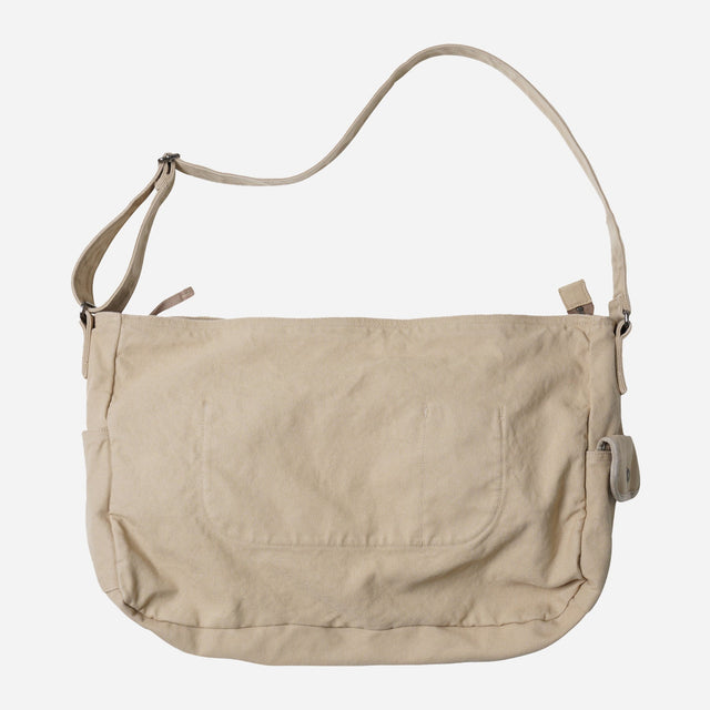 HEAVY CANVAS SHOULDER BAG - BEIGE
