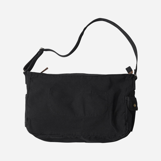 HEAVY CANVAS SHOULDER BAG - BLACK