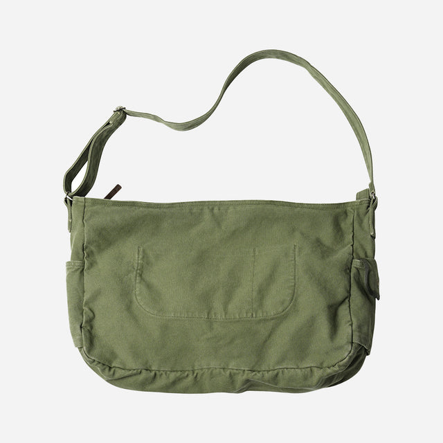 HEAVY CANVAS SHOULDER BAG - OLIVE