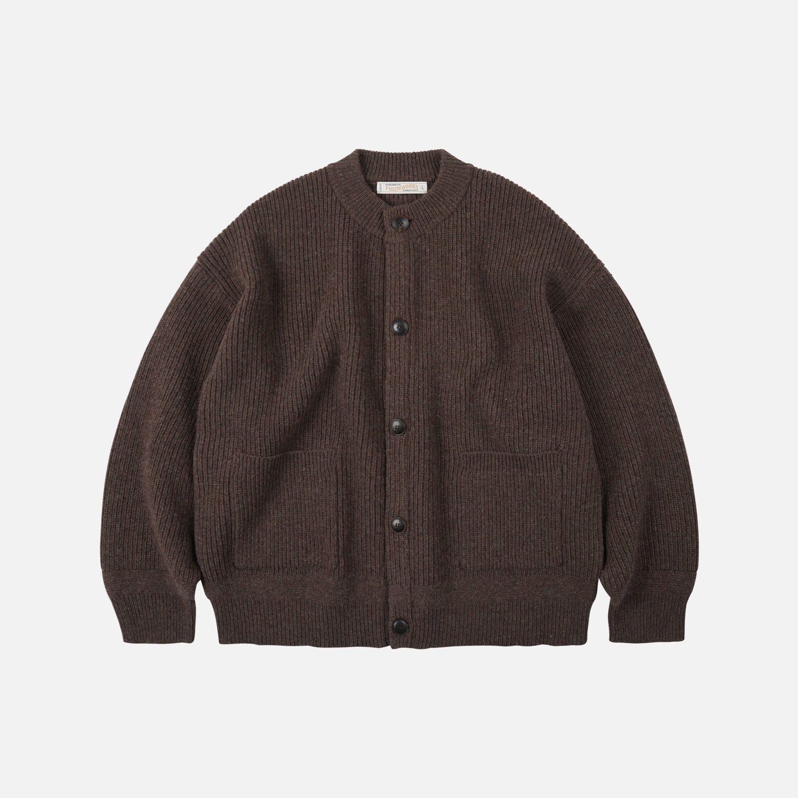 Heavy Wool Round Cardigan Choco Brown