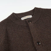 Heavy Wool Round Cardigan Choco Brown