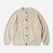 HEAVY WOOL ROUND CARDIGAN - CREAM