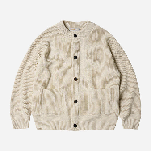 HEAVY WOOL ROUND CARDIGAN - CREAM