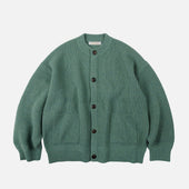 HEAVY WOOL ROUND CARDIGAN - JADE GREEN