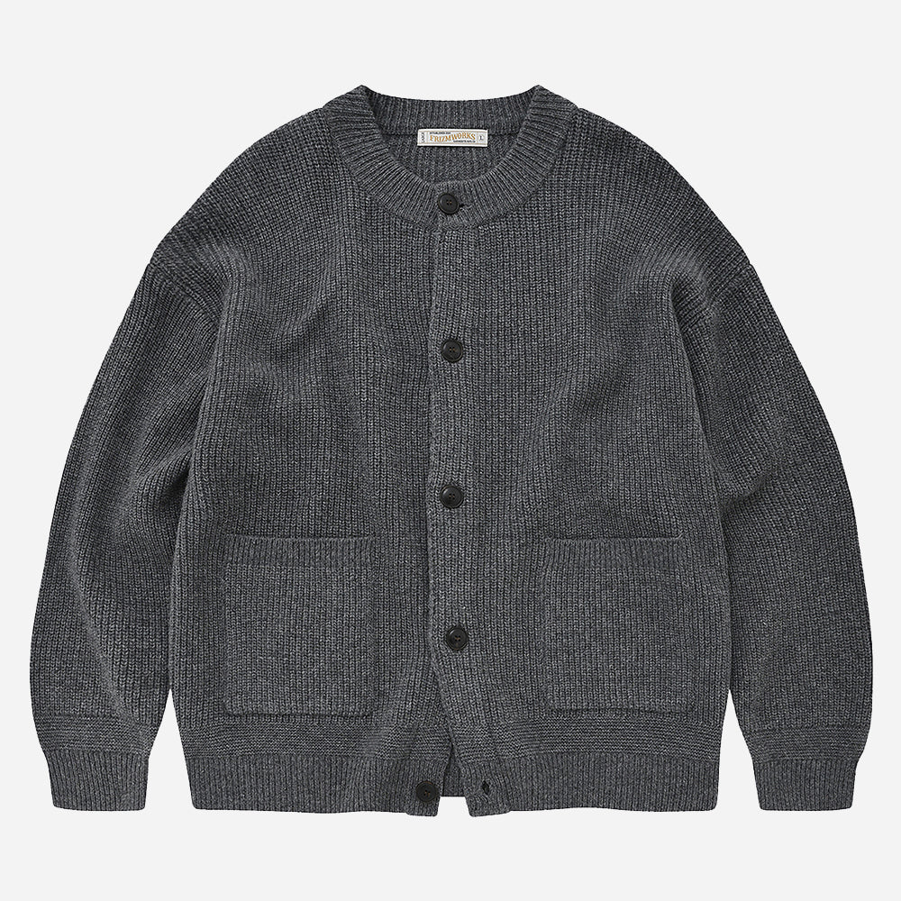 Heavy Wool Round Cardigan Dark Grey