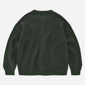 Heavy Wool Round Cardigan Green