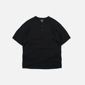 HENLEY HALF T-SHIRT - BLACK