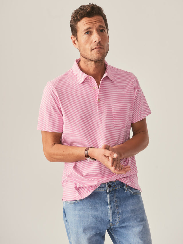 Rich Desire/White Callahan Cotton Polo | Men's Knits \u0026 Polos | J.McLaughlin