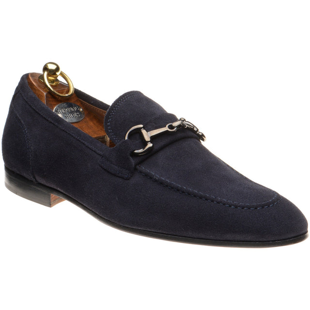 Herring Ancona mens hybrid-soled loafers in blue suede
