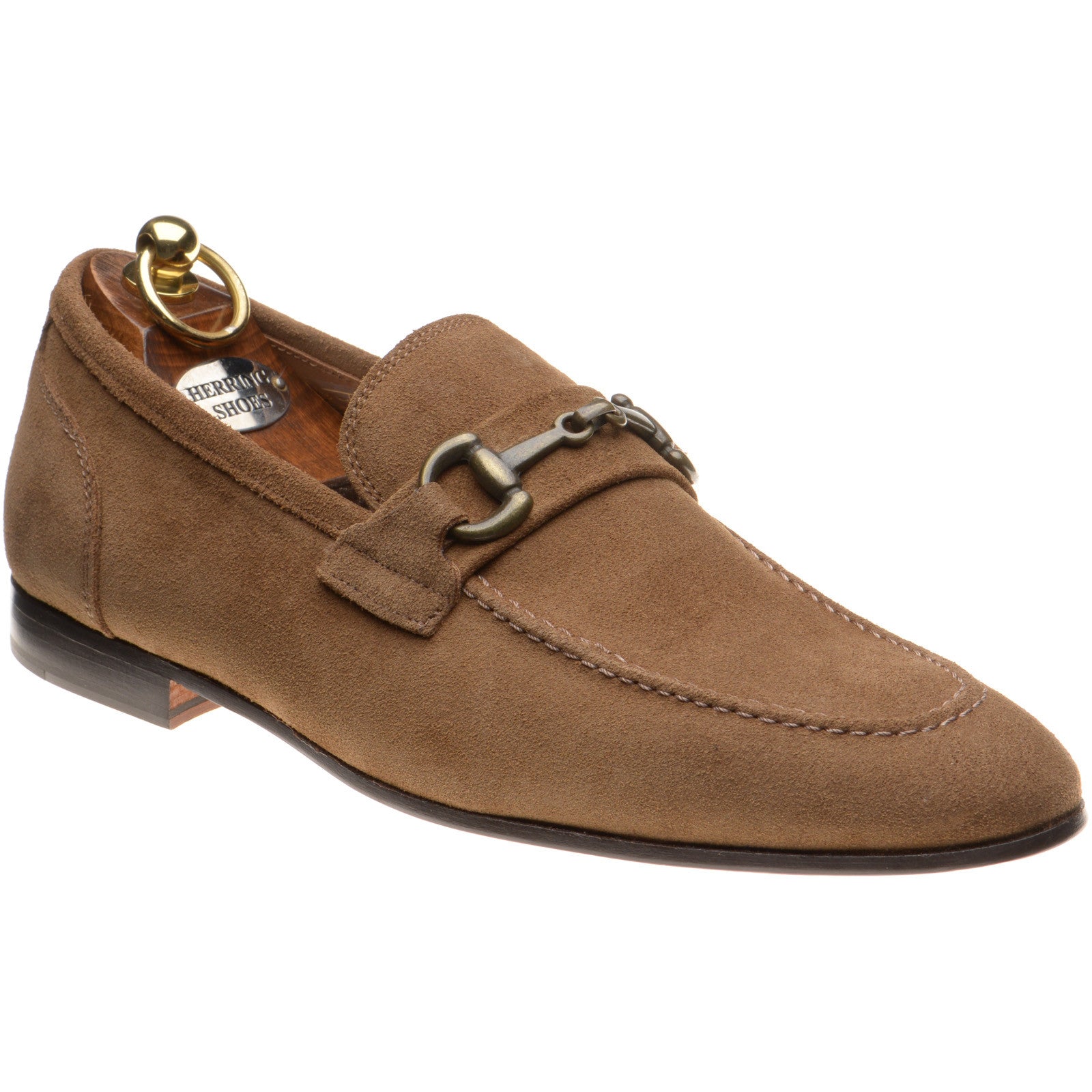 Herring Ancona mens hybrid-soled loafers in taupe suede