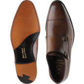 Herring Attlee mens double monk shoes in mahogany calf