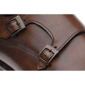 Herring Attlee mens double monk shoes in mahogany calf