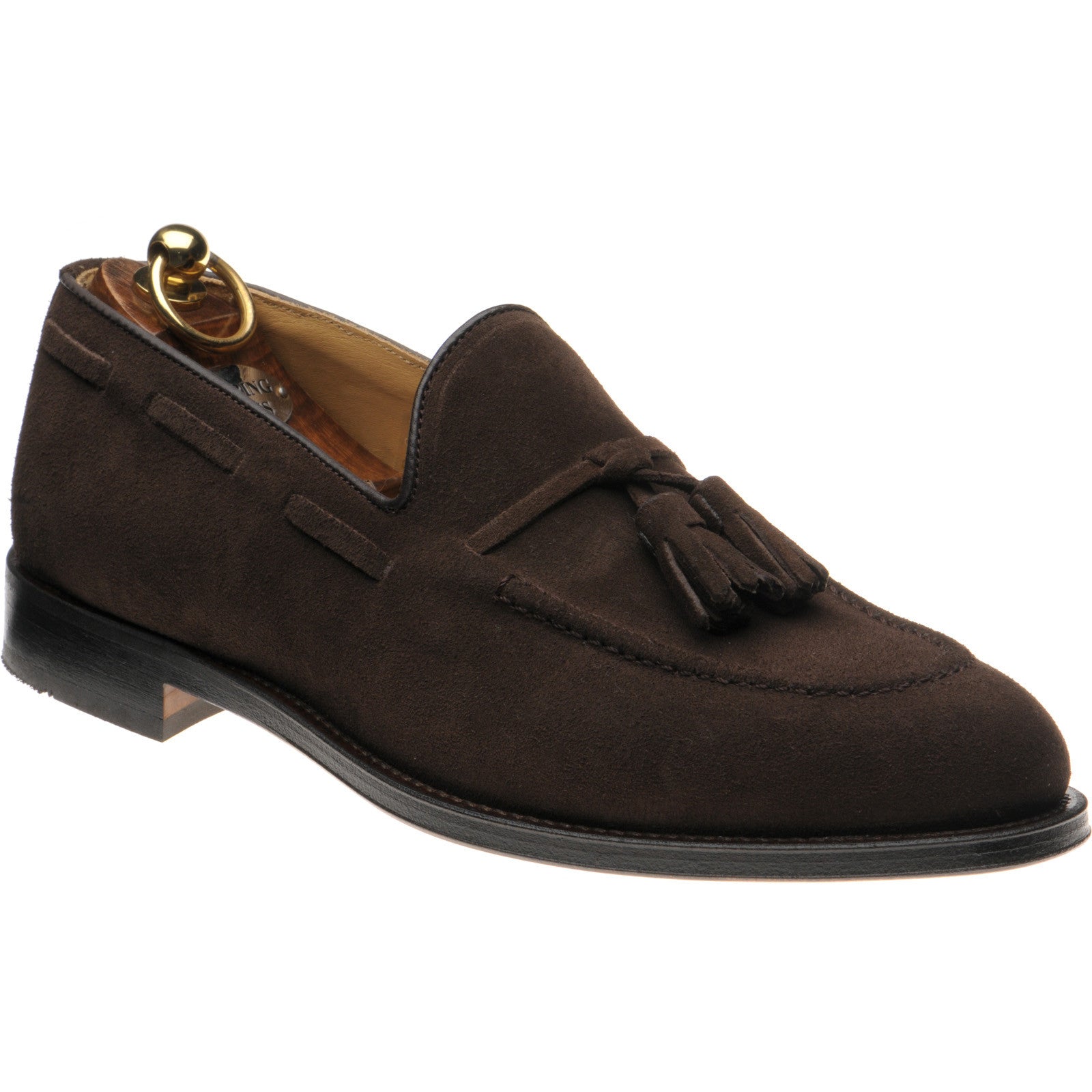 Herring Barcelona III mens tasselled loafers in brown suede