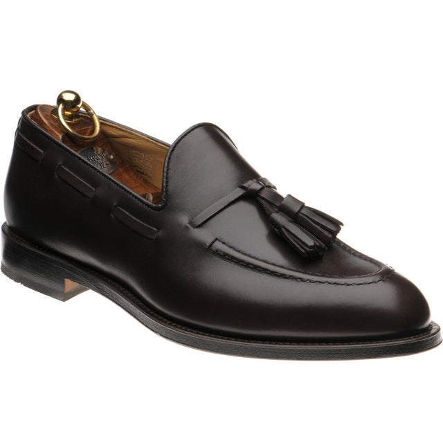 Herring Barcelona III mens tasselled loafers in dark brown calf