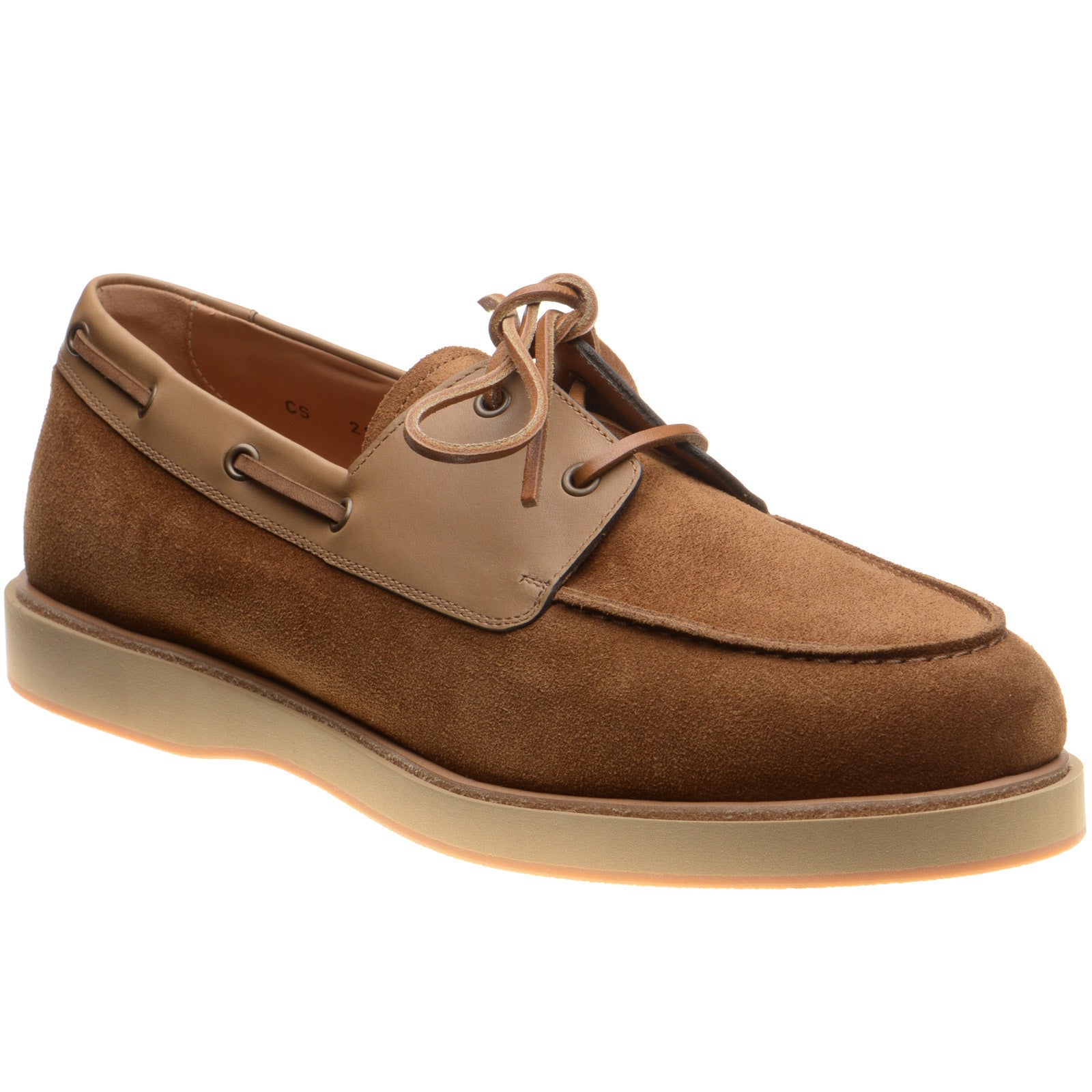 Herring Bayard mens rubber-soled deck shoes in tan suede