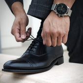Herring Belgravia mens semi-brogues in black calf